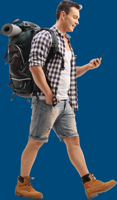 Mann mit Rucksack